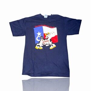 Schepps Dairy Texas Flag Cow Graphic T-Shirt Mens Size M Navy Blue